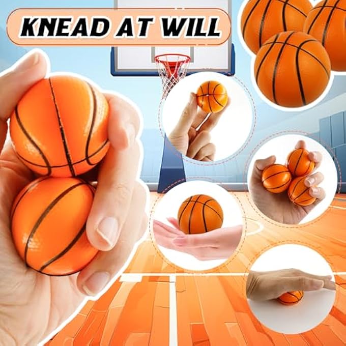 Heel Pack of 12 Stress Balls, Mini Sports Balls, Anti-Stress Ball, Basketball, Stress Balls, Foam Ball with Storage Bag, Anti-Stress Gifts for Adults - Image 3