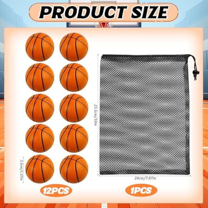 Heel Pack of 12 Stress Balls, Mini Sports Balls, Anti-Stress Ball, Basketball, Stress Balls, Foam Ball with Storage Bag, Anti-Stress Gifts for Adults - Image 2