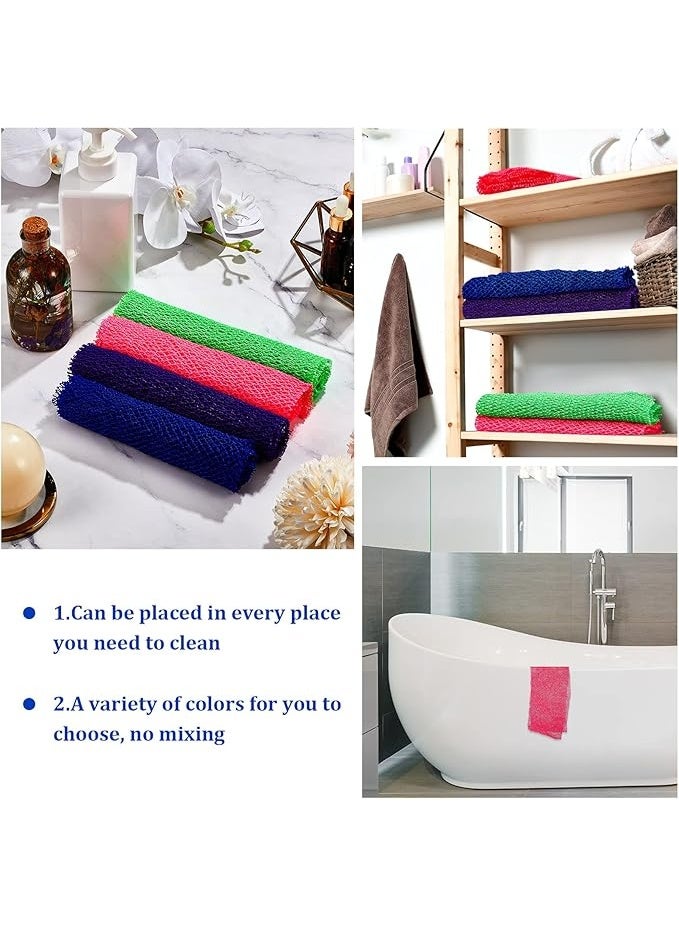 4 Pieces African Net Long Bath Net Sponge Exfoliating Shower Body Scrubber Back Scrubber Skin Smoother for Daily Use or Stocking Stuffer (Green, Purple, Pink, Blue,30 x 80 CM) - Image 5