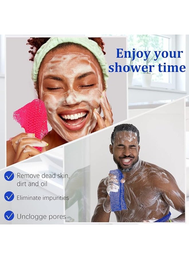 4 Pieces African Net Long Bath Net Sponge Exfoliating Shower Body Scrubber Back Scrubber Skin Smoother for Daily Use or Stocking Stuffer (Green, Purple, Pink, Blue,30 x 80 CM) - Image 2