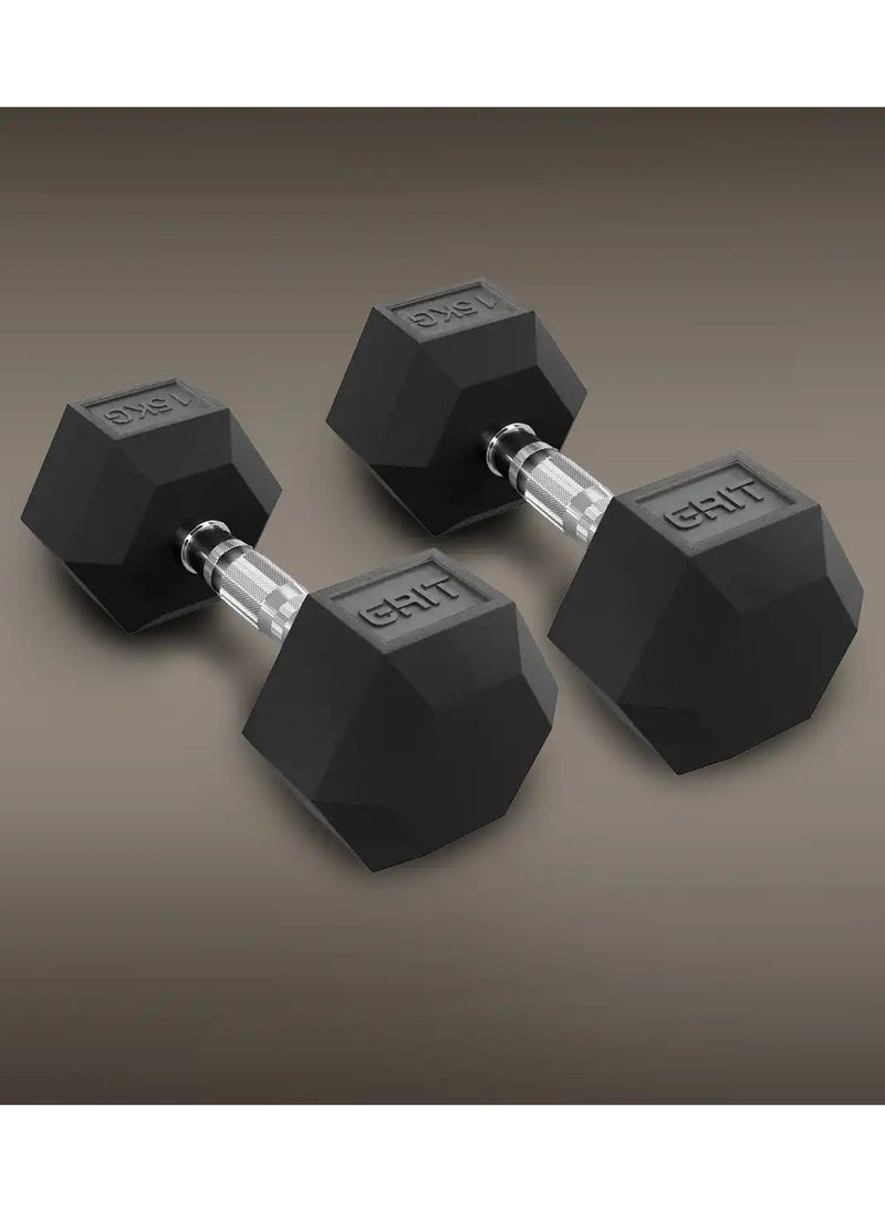 GRIT GRIT Hex Dumbbells - 15 kg Pair 