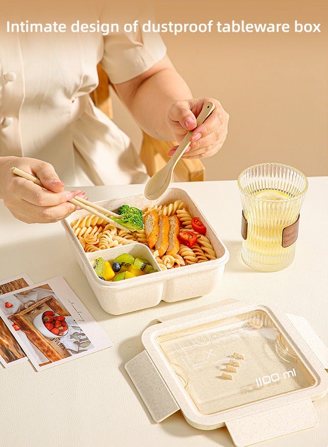 Favarey Lunch Box for Kids & Adults, Lunchbox Containers with Tablewares for Boys & Girls, Leakproof, Microwave, Dishwasher, Freezer Safe, Bpa-Free,Square 1100ML - Image 5