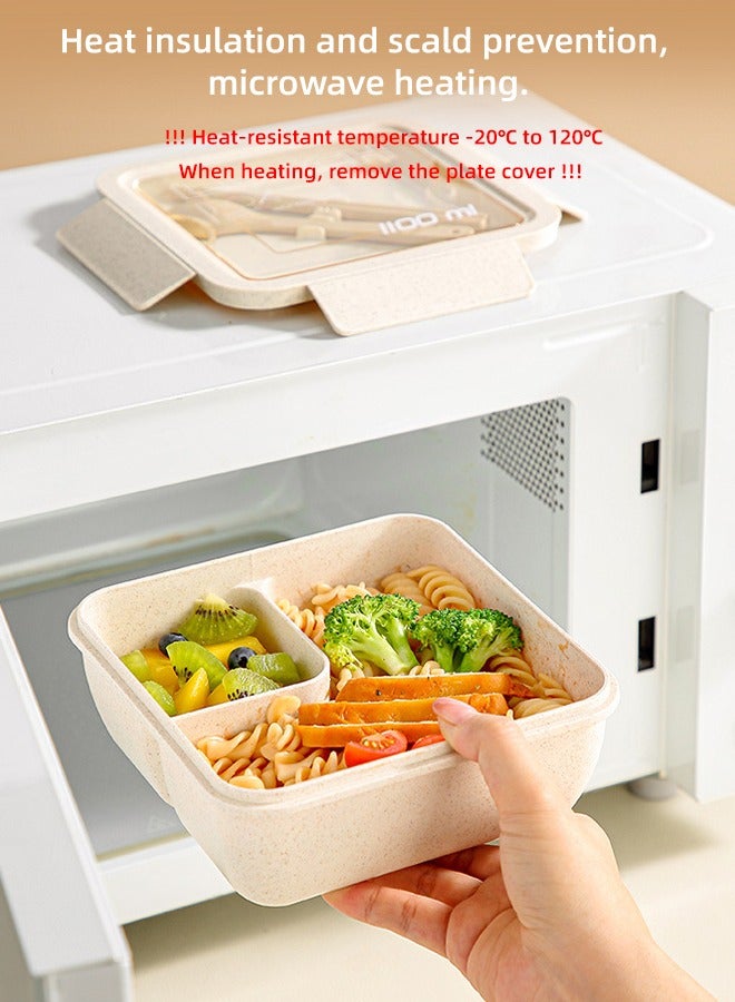 Favarey Lunch Box for Kids & Adults, Lunchbox Containers with Tablewares for Boys & Girls, Leakproof, Microwave, Dishwasher, Freezer Safe, Bpa-Free,Square 1100ML - Image 4