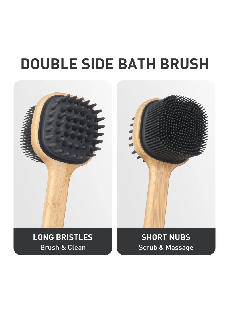 SYOSI Shower Soft Silicone Long Handle Back Brush, 2 in 1 Bath and Shampoo Brush, Back Scrubber Body Exfoliator for Wet or Dry Brushing, for Body Men and Women, BPA Free, Non-Slip - Image 5