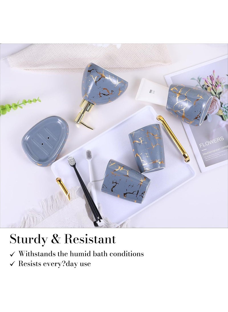 Y&D Bathroom Accessories Set,Modern Countertop Bathroom Decor,Luxury 6 Piece Bathroom Accessory Set,Complete with Soap Dispenser,Toothbrush Holder,Tumbler,Tray - Image 3