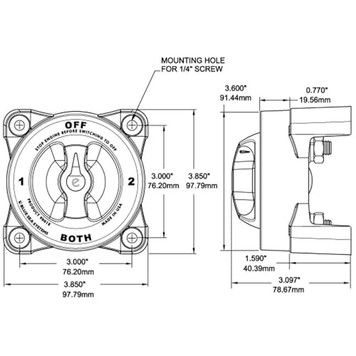 Blue Sea Systems 3000 HD-Series Heavy Duty On-Off Battery Switch Grey - Image 2