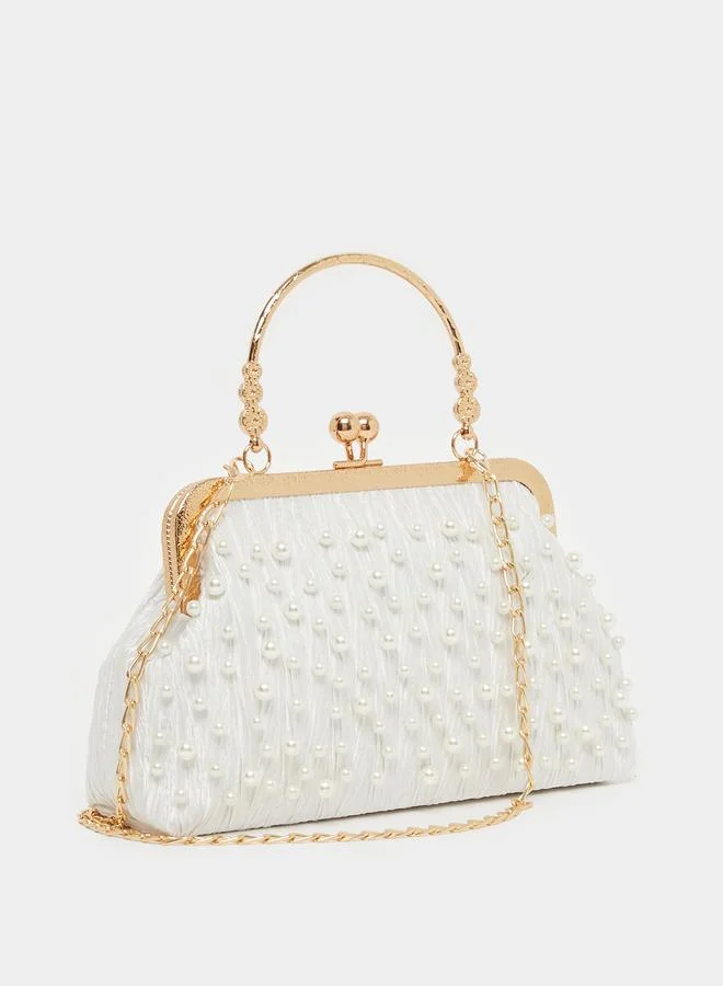 ستايلي كلتش مزين باللؤلؤ - أبيض