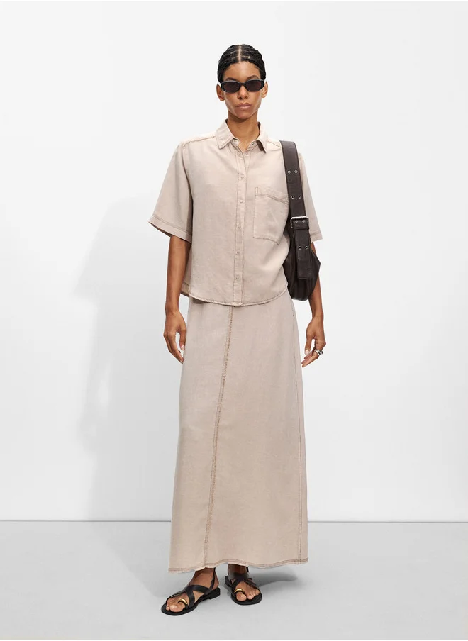 PARFOIS Long Skirt With Linen