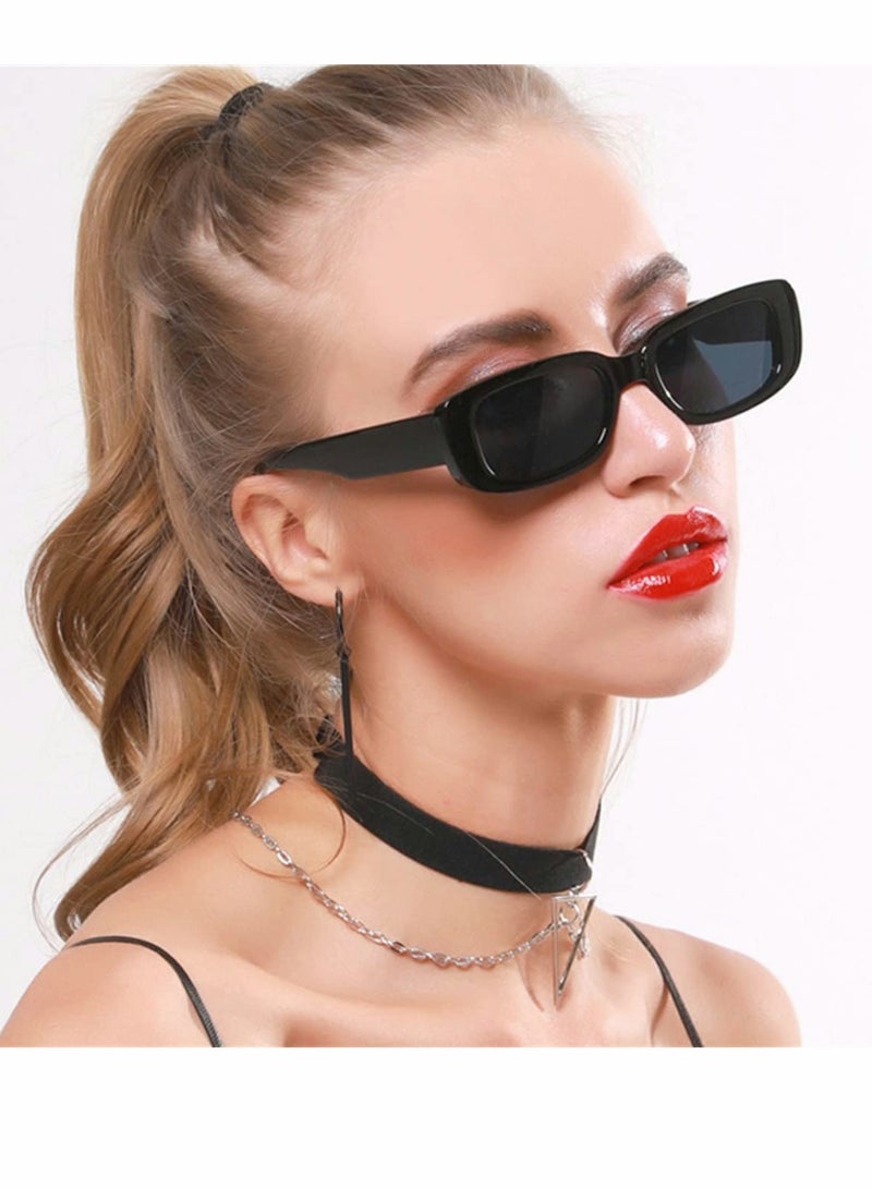 SYOSI Retro Rectangle Sunglasses Women and Men Vintage Small Square Sun Glasses Protection Glasse, UV400 Protection Glasse, Vintage Driving Glasses 90’s Fashion Narrow Square Frame - Image 2