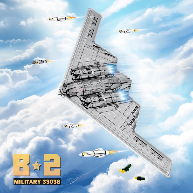 Reobrix Fighter Jet Building Set 33038, B2 Military Bomber Plane for Adults, Aviation Airplane Cool Jet Model Collection for Boys,Ideal Gifts for Kids 14+, Men and Military Fans - Image 2
