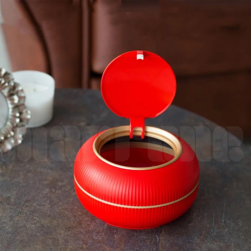 Marrone Desktop Trash Can Creative Mini Bedside Waste Bin Tea Table Small Garbage Bucket Small Trash Can Kitchen Household Dustbin Bins Waterproof Bathroom Office Trash Bin Red - Image 1