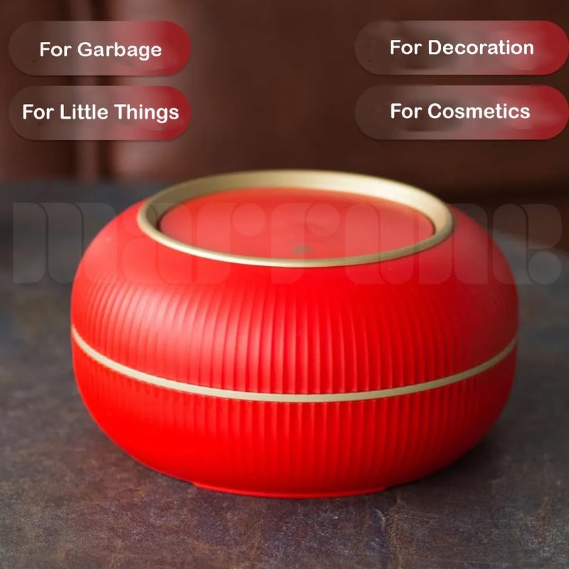 Marrone Desktop Trash Can Creative Mini Bedside Waste Bin Tea Table Small Garbage Bucket Small Trash Can Kitchen Household Dustbin Bins Waterproof Bathroom Office Trash Bin Red - Image 2