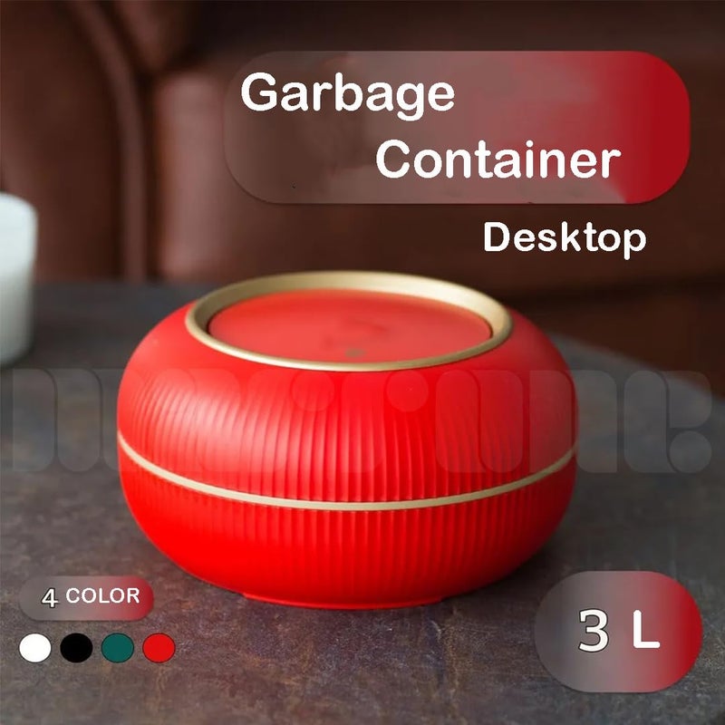 Marrone Desktop Trash Can Creative Mini Bedside Waste Bin Tea Table Small Garbage Bucket Small Trash Can Kitchen Household Dustbin Bins Waterproof Bathroom Office Trash Bin Red - Image 5