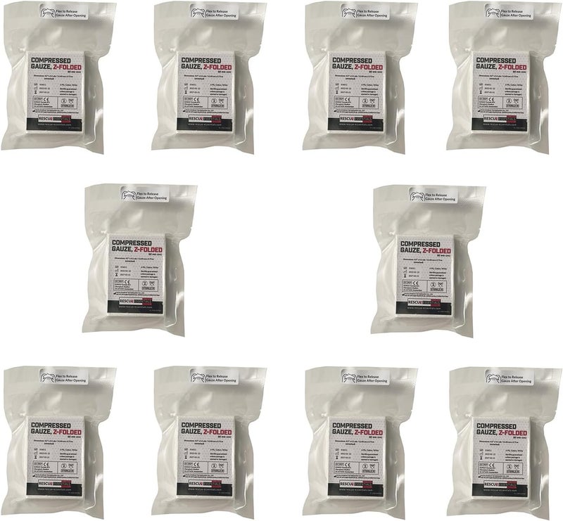 Rescue Essentials Compressed Gauze ZFolded 10 Pack Value - Image 1