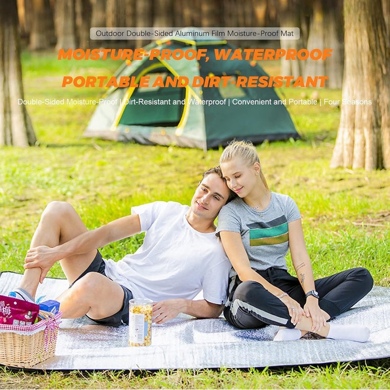 EBOFAB Camping Aluminum Sheet Thick Silver Mat Tent Mat Leisure Sheet Lightweight Thermal Insulation Mattress Outdoor DoubleSided Aluminum Deposit Foldable 2m x 2m - Image 4