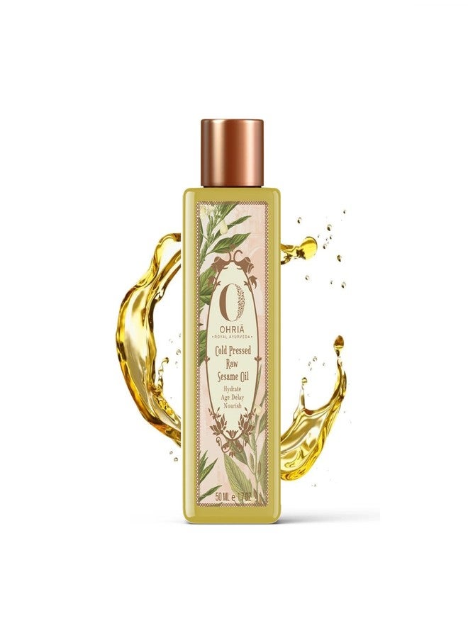 Ohria Ayurveda Cold Pressed Raw Sesame Oil | Hydrates, Age Delay & Nourish| Natural Body Massage & Hair Care Oil| Suitable for All Skin Types - 50ml - Image 1