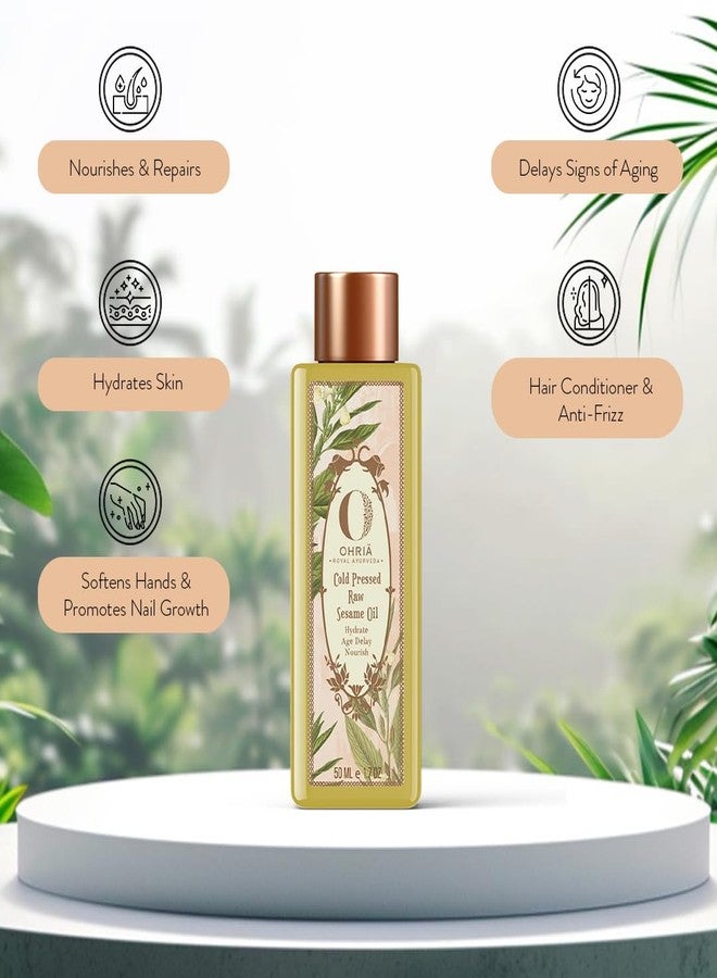 Ohria Ayurveda Cold Pressed Raw Sesame Oil | Hydrates, Age Delay & Nourish| Natural Body Massage & Hair Care Oil| Suitable for All Skin Types - 50ml - Image 4