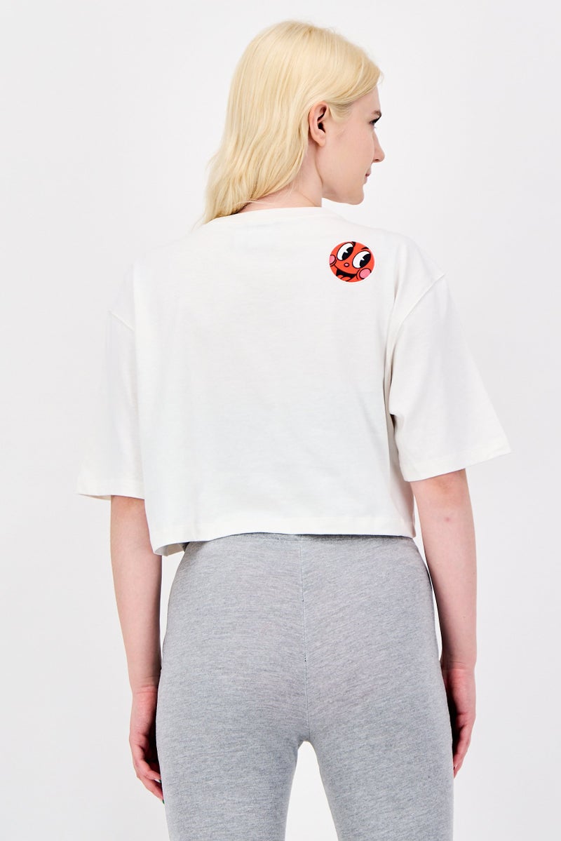 adidas Originals Women Sportswear Fit Short Sleeve Crop Top, Off White - Image 4