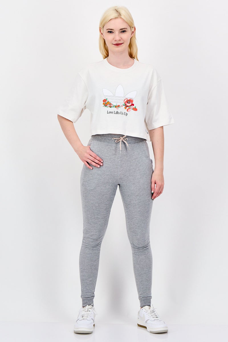 adidas Originals Women Sportswear Fit Short Sleeve Crop Top, Off White - Image 3