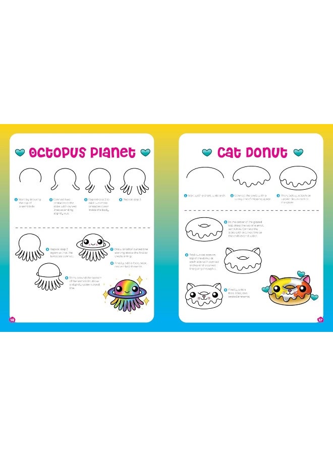 Cutest Art Kit Ever!: Color and Create Adorable Art – Includes: 48-page Art Instruction Book, 48-page Practice Book, 10 Colored Pencils, Double-Tip Pen  - Image 4