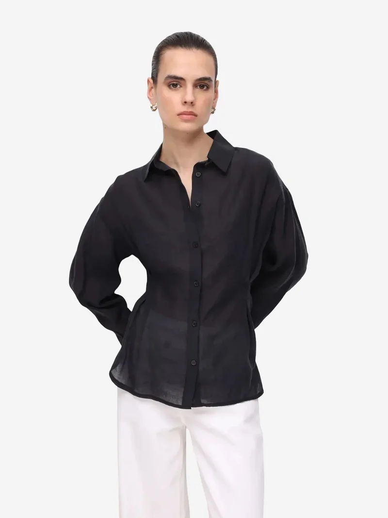 ميكسراي MIXRAY Fitted Textured Button-Up Shirt