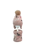 LITTLE SURPRISE BOX Little Surpise Box 2Pcs Brown Dino Themed Beanie Winter Cap With Matching Neck Cuff Style Muffler For Kids