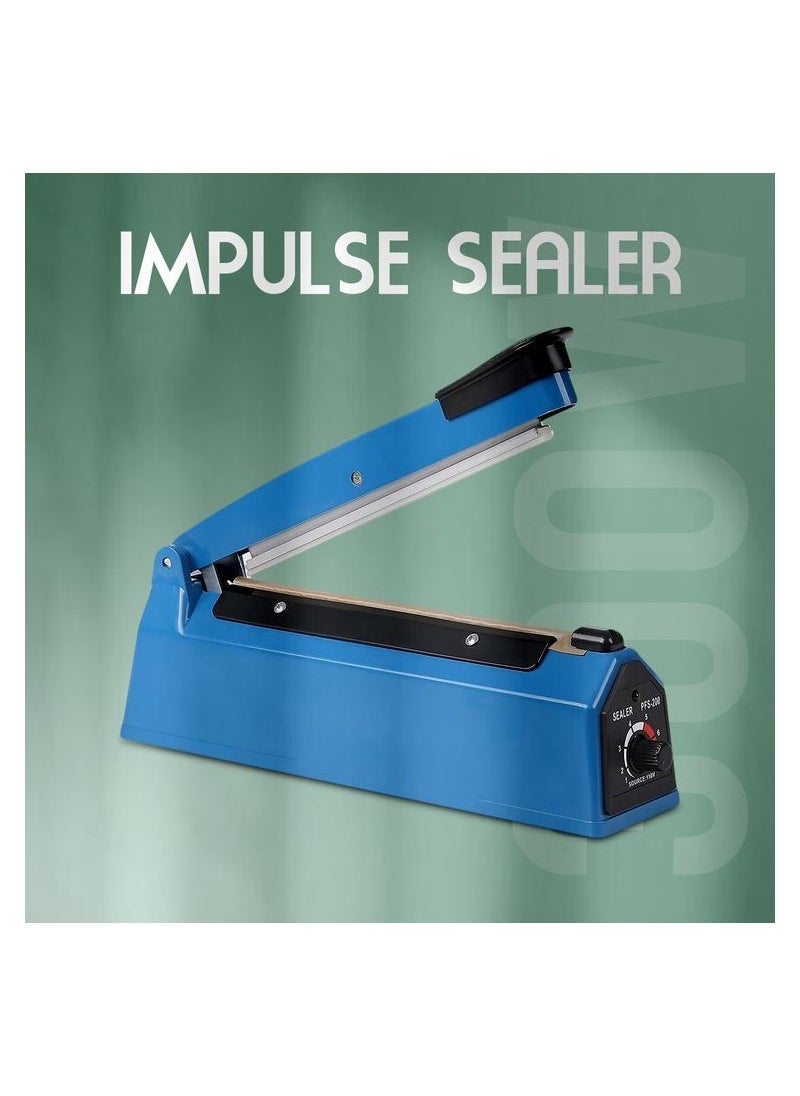 Impulse KESIBE Electric Sealing Packaging Machine Manual Hand Impulse Heat Packet Pouch Bag Polybag Kitchen Seal Package Poly 8 20CM,300W,Blue,Model:1389  - Image 2