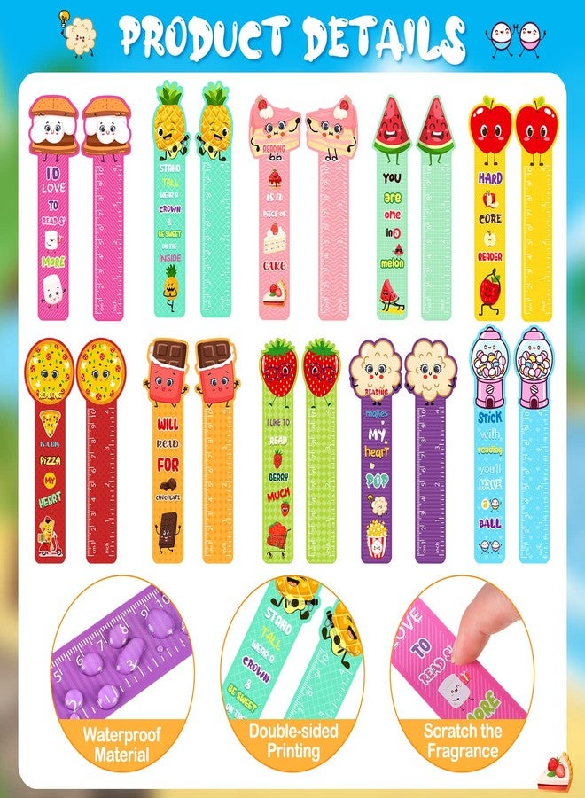 تينليد 30 فاصل كتاب معطر - مسطرة، خدش وشم، بتصاميم فواكه وأطعمة متنوعة، لطيفة للمعلمين والطلاب، 10 أنماط - Image 2