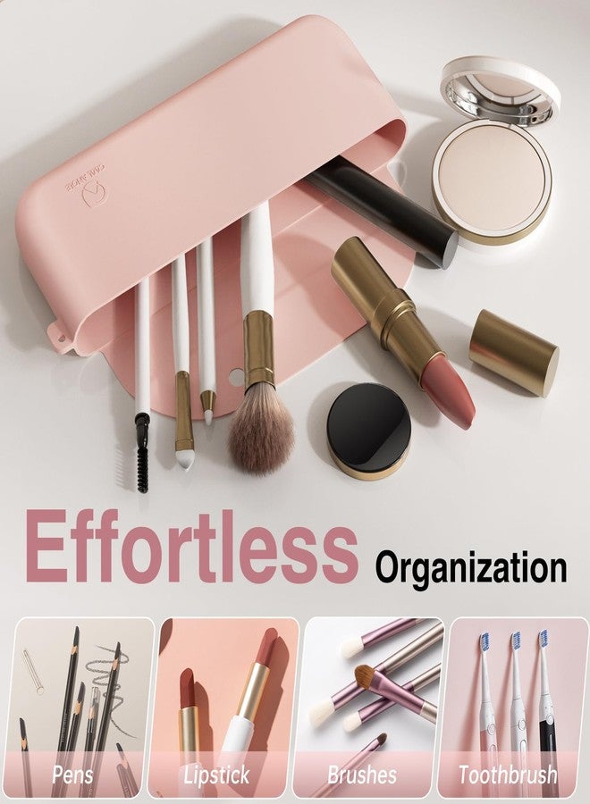 COOL-ANGLE Silicone Makeup Brush Holder And Beauty Sponge Case, Travel Makeup Brush Case With Magnetic Closure, Makeup Sponge Holder 2 In 1 Stand Storage For Quick Drying Khaki - Image 2