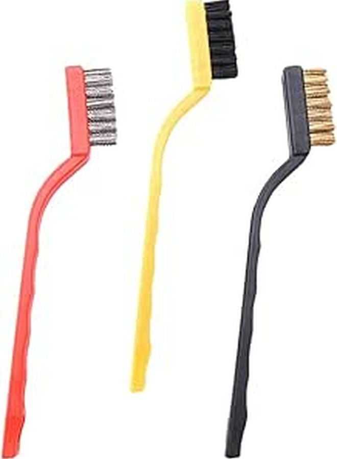 3Pcs Mini Industrial Rust Cleaning Wire Brush Set Stainless Steel Copper Black - Image 1