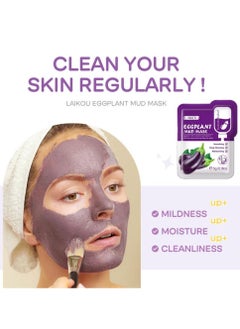 Laikou Medical mask with eggplant, softening, moisturizing, deep cleansing, 12 pieces, 5 grams  - Image 3