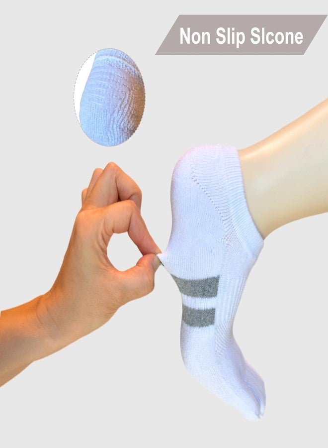 إس إس سوكسنس جوارب سوكسنس مبطنة بدون ظهور أصابع القدم للنساء، جوارب بخمسة أصابع، جوارب رياضية قصيرة للجري، 4 أزواج (مقاس أمريكي، ألفا، متوسط، عادي، عادي، أبيض) - Image 4