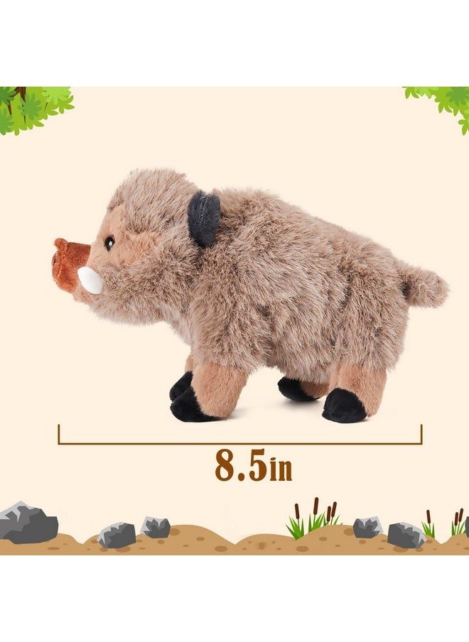 Houwsbaby - 8.5" Brown Wild Boar Plush Toy, Realistic And Adorable Piggy Stuffed Animal, For Kids And Adults Birthday Festival Christmas - Image 1