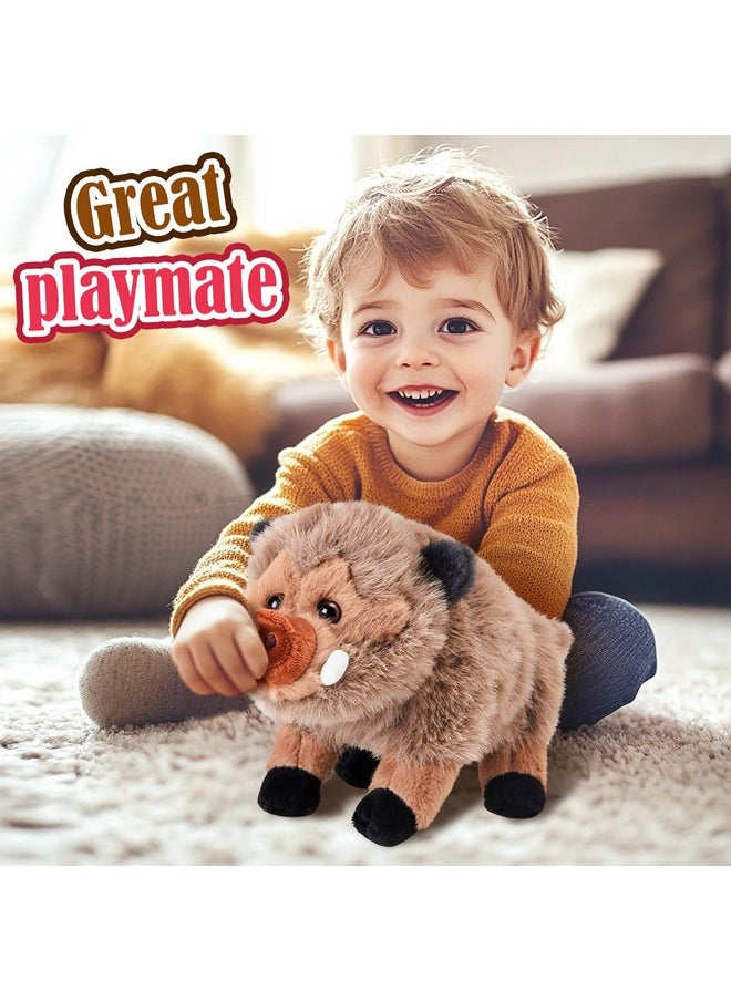 Houwsbaby - 8.5" Brown Wild Boar Plush Toy, Realistic And Adorable Piggy Stuffed Animal, For Kids And Adults Birthday Festival Christmas - Image 1