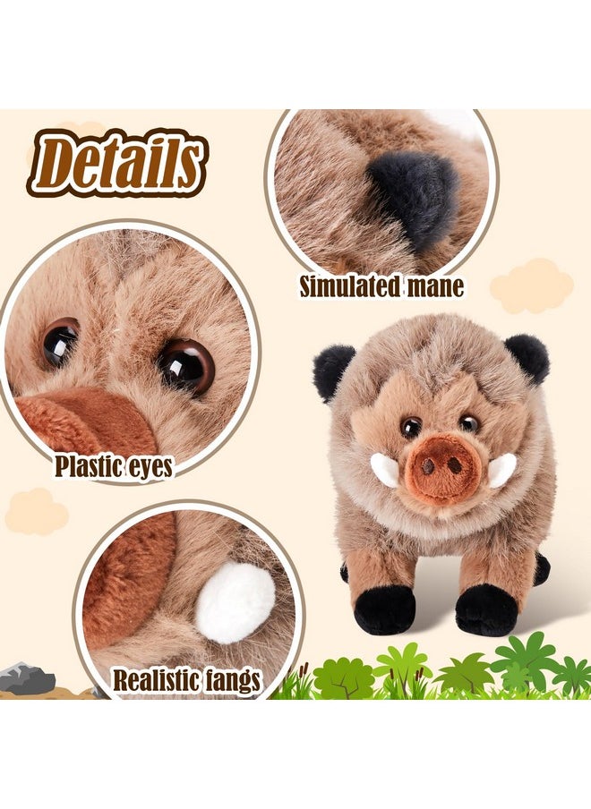 Houwsbaby - 8.5" Brown Wild Boar Plush Toy, Realistic And Adorable Piggy Stuffed Animal, For Kids And Adults Birthday Festival Christmas - Image 1