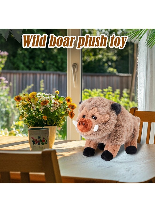 Houwsbaby - 8.5" Brown Wild Boar Plush Toy, Realistic And Adorable Piggy Stuffed Animal, For Kids And Adults Birthday Festival Christmas - Image 1