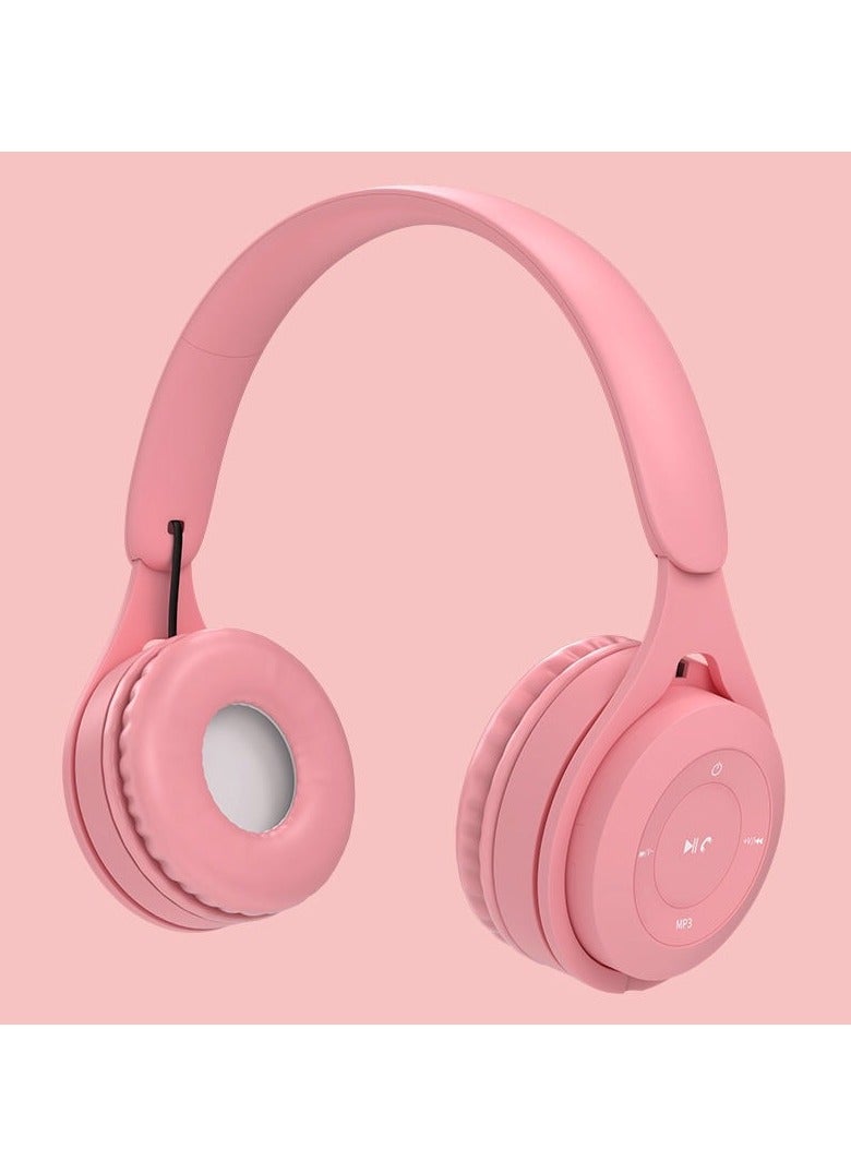 New Wireless Bluetooth Headset Two-ear Folding Game Stereo Headset Headset Headset Bluetooth Headset (Pink) - Image 2