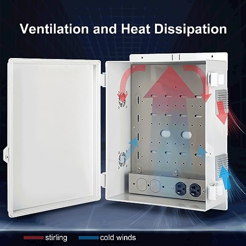 Namunanee Outdoor Electrical Junction Box with High Power Outlet, 16" H* 12" L* 5.9" W, ABS Water Resistant Enclosure with Internal Mounting Panel & Hinged Cover. - Image 3