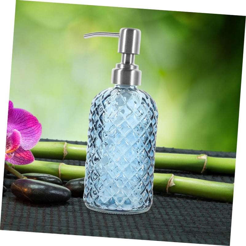 Elegant Glass Soap Dispenser Refillable 350ml Bathroom Hand Lotion Pump Bottle - Image 3