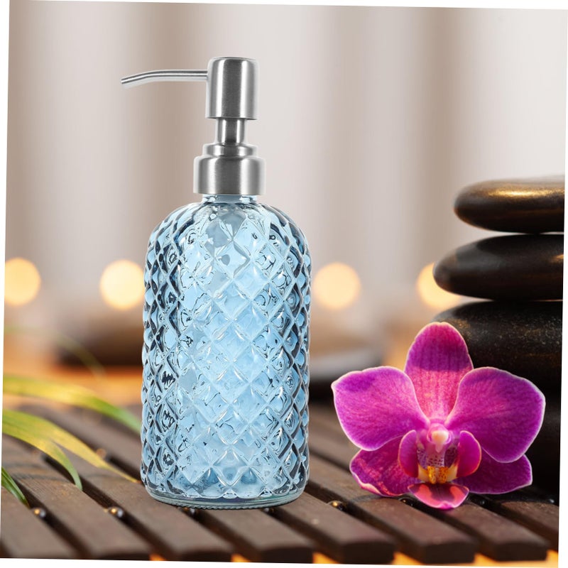 Elegant Glass Soap Dispenser Refillable 350ml Bathroom Hand Lotion Pump Bottle - Image 4