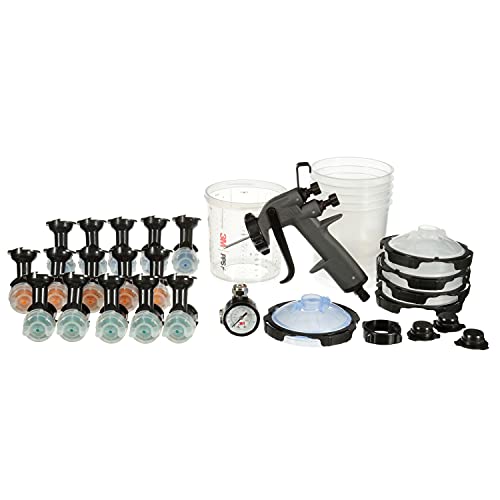 3M Performance Spray Gun Starter Kit, 26778, Includes PPS 2.0 Paint Spray Cup System, 15 Replaceable Gravity HVLP Atomizing Heads, Air Control Valve, Paint-Gun System for Car-Painting, Orange - Image 1