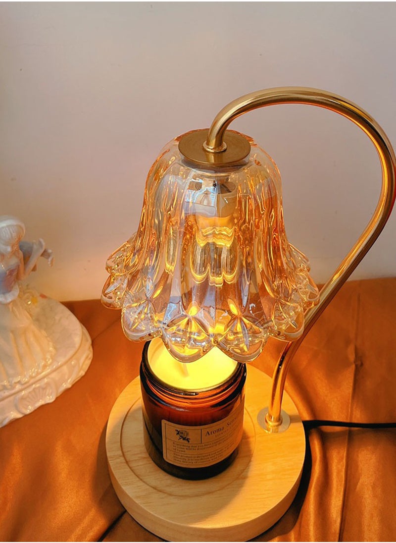 Onelight - Camellia Shade Wax Lamp Candle Warmer Lamp with High Transparency Glass Stepless Dimming Rapid Melting Solid Wood Base Ideal for Home Decor and Aromatherapy - Image 1