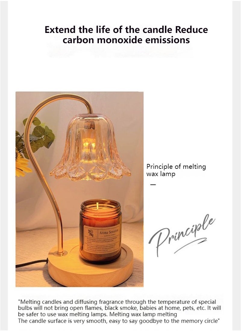 Onelight - Camellia Shade Wax Lamp Candle Warmer Lamp with High Transparency Glass Stepless Dimming Rapid Melting Solid Wood Base Ideal for Home Decor and Aromatherapy - Image 1