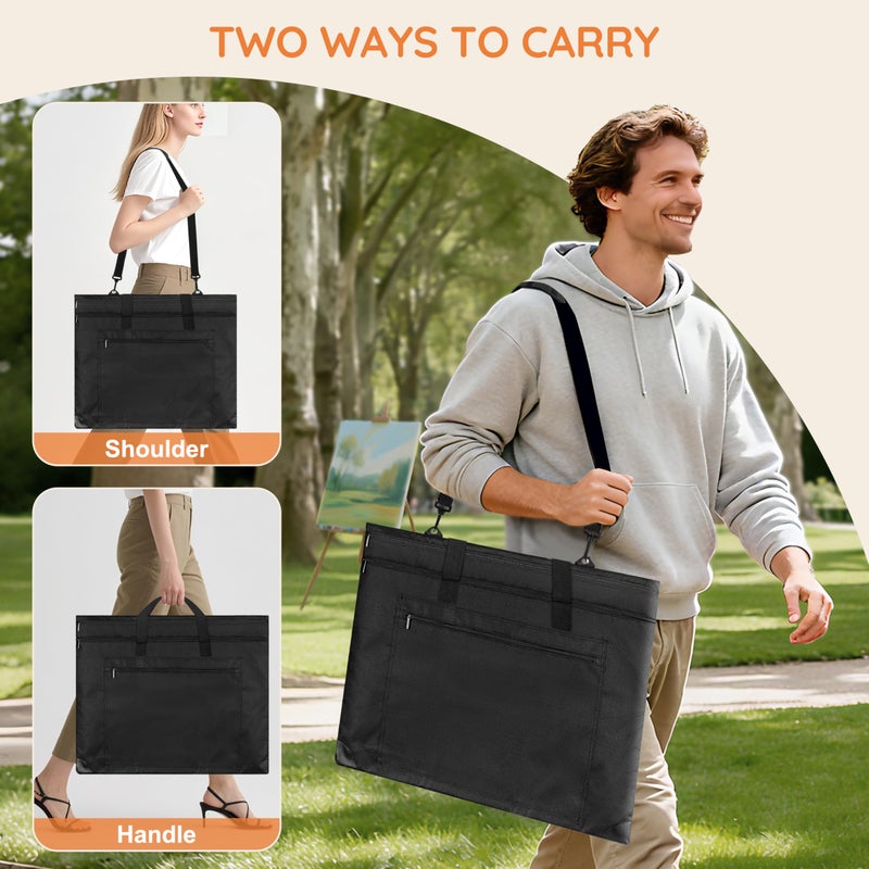 ZKOO Light Weight Art Portfolio Bag, 24x36 Artist Canvas Case with Detachable Shoulder Strap, Leather Corners, Art Portfolio Case for Artwork, Poster, Sketching, and Drawing (24" x 36" Black) - Image 4