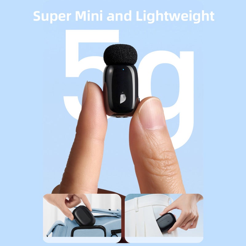 نظام ميكروفون لاسلكي 2.4G من بويا ميني واحد يحفز اثنين - ميكروفون هاتف ميني ميكروفون صدر بتغيير صوت ذكاء اصطناعي وتقليل ضوضاء ذكي ومدى إرسال 100 متر كبديل لأيفون 14/13/12/11 - Image 4