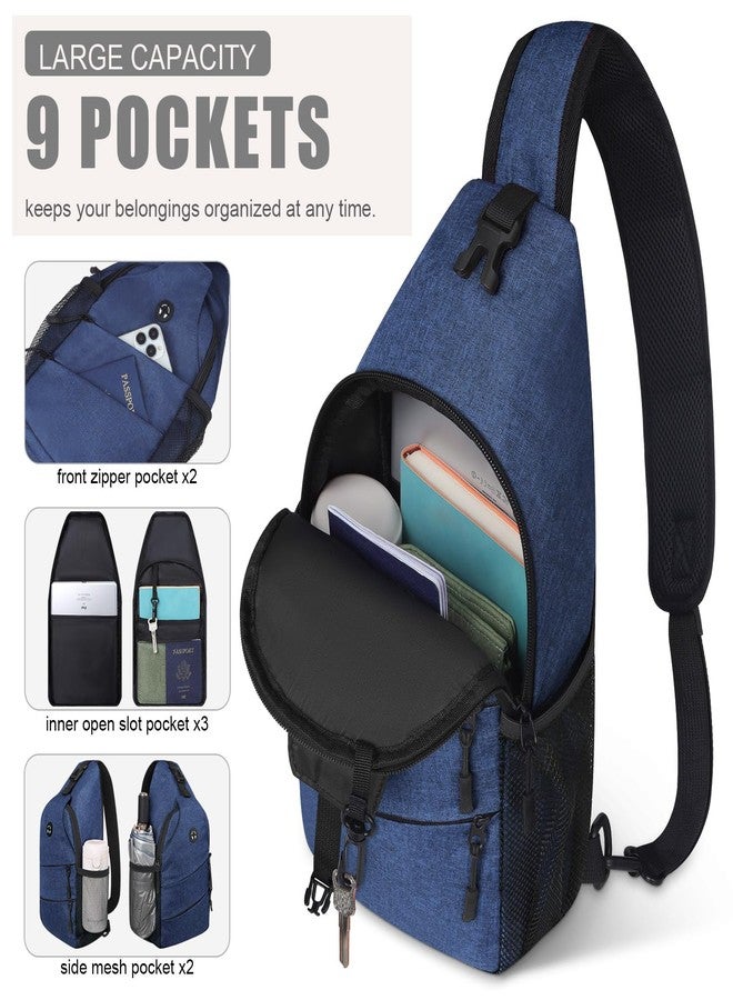 Pritent Crossbody Bags for Women Men Trendy Sling Bag Bakpack Casual Chest Bag with Convertible Shoulder Strap Travel Cross Body Bag for Hiking Traveling Outdoors(Blue) - Image 3