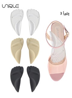Unique 3Pcs Gel Feet Arch Support Inserts - Pack of 3 Different Colored Gel Insoles, 2 in 1 Forefoot Pad Insole & Feet Arch Support for Women, Sticky Shoe Insert Pads, Foot Comfort Fit Cushion for High Heels  - Image 1