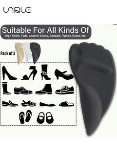 Unique 3Pcs Gel Feet Arch Support Inserts - Pack of 3 Different Colored Gel Insoles, 2 in 1 Forefoot Pad Insole & Feet Arch Support for Women, Sticky Shoe Insert Pads, Foot Comfort Fit Cushion for High Heels  - Image 2