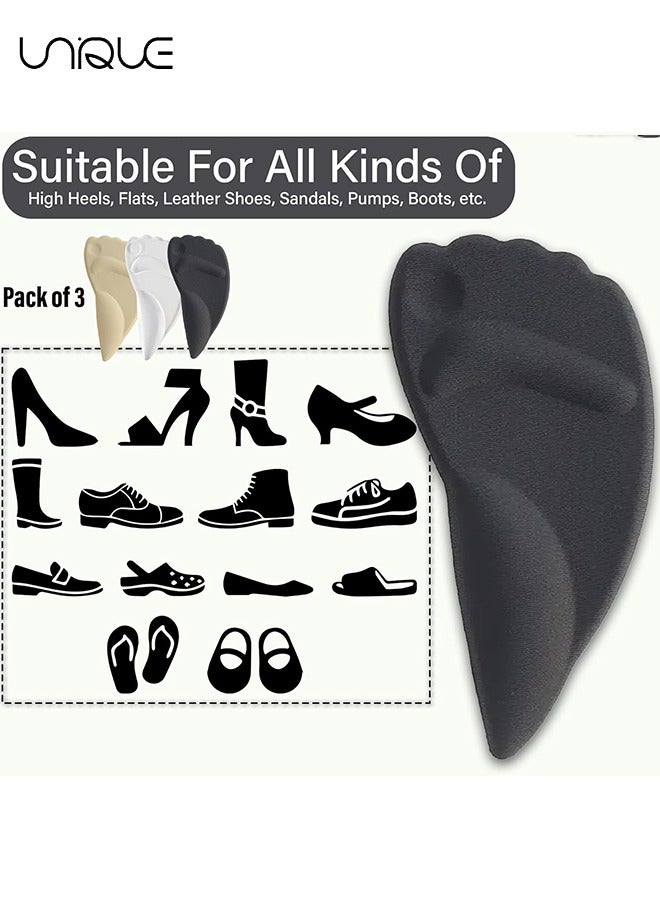 Unique 3Pcs Gel Feet Arch Support Inserts - Pack of 3 Different Colored Gel Insoles, 2 in 1 Forefoot Pad Insole & Feet Arch Support for Women, Sticky Shoe Insert Pads, Foot Comfort Fit Cushion for High Heels - Image 2