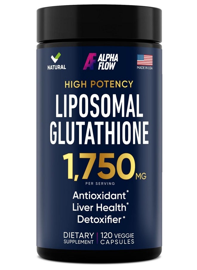 ALPHA FLOW Liposomal Glutathione Supplement 1750MG - Glutathione Liposomal with Vitamin C + Phospholipid Antioxidant Complex - L Glutathione for Liver Detox and Immune Support Supplement - 120 Caps  - Image 1